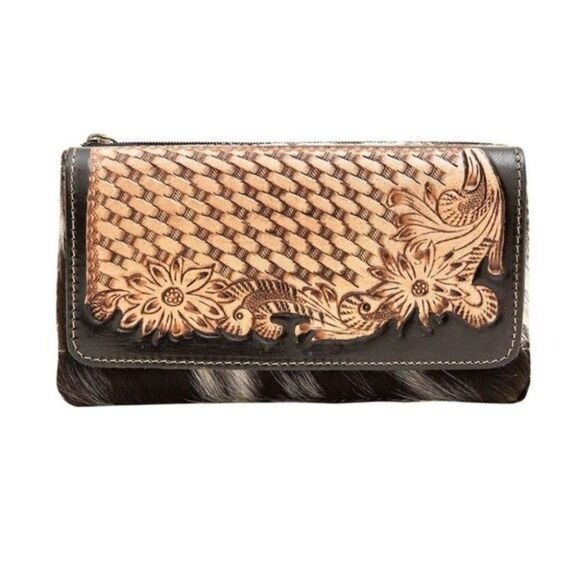 Myra Bag Handmade Seoul Wallet Leather & Hairon Canvas & Cowhide Leather - Picture 1 of 6